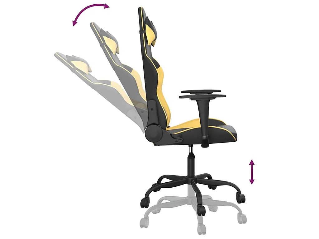 Silla gaming de masaje cuero sintético negro y dorado