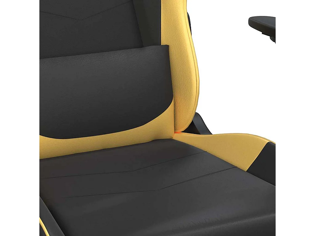 Silla gaming de masaje cuero sintético negro y dorado