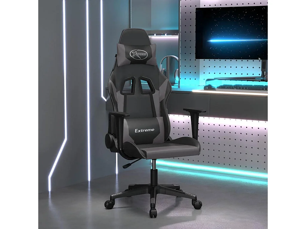 Sedia da Gaming Nera e Grigia in Similpelle