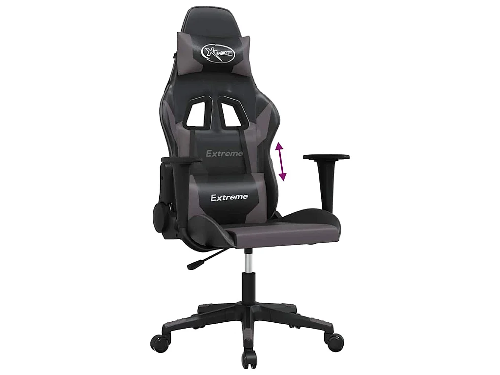 Sedia da Gaming Nera e Grigia in Similpelle