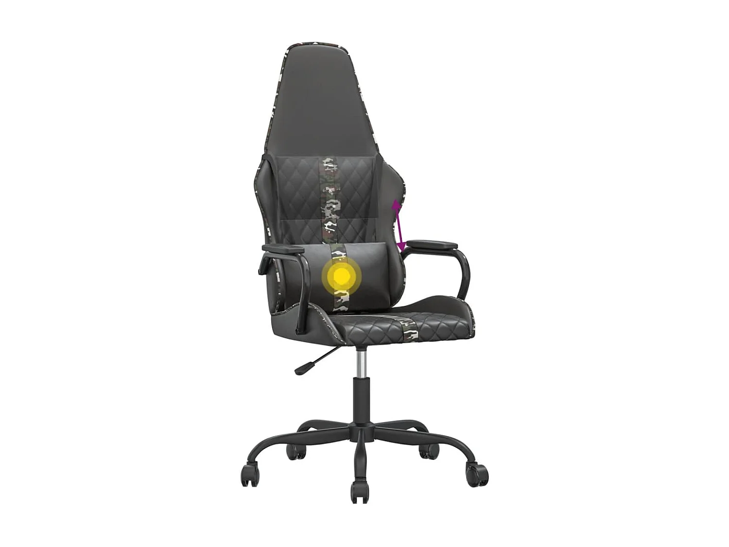 Chaise de jeu de massage camouflage et noir similicuir