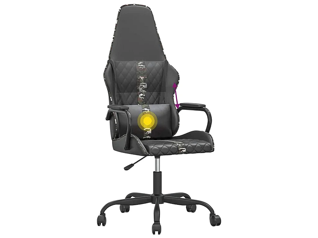 Chaise de jeu de massage camouflage et noir similicuir
