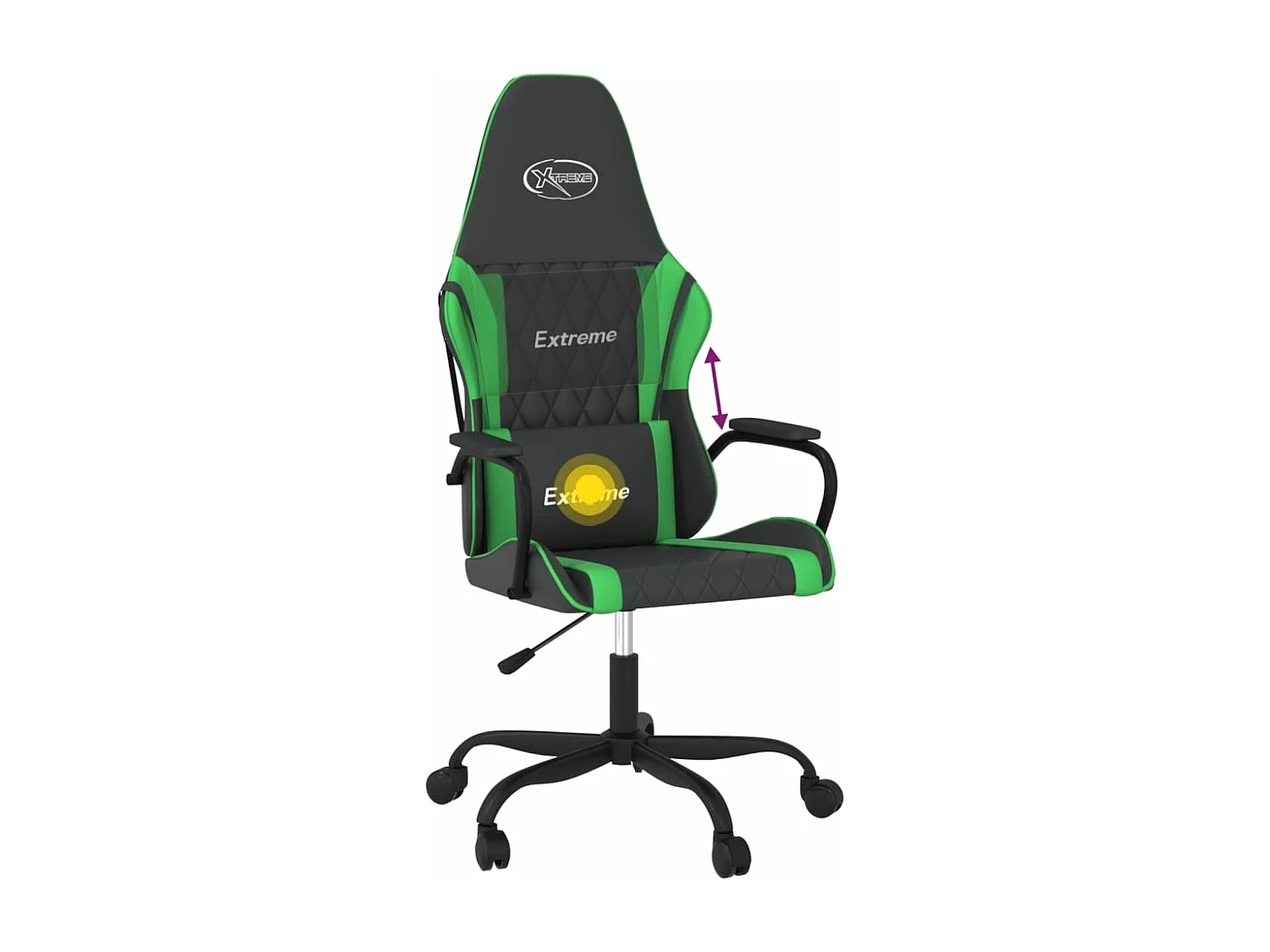 Sedia da Gaming Massaggiante Nero e Verde in Similpelle