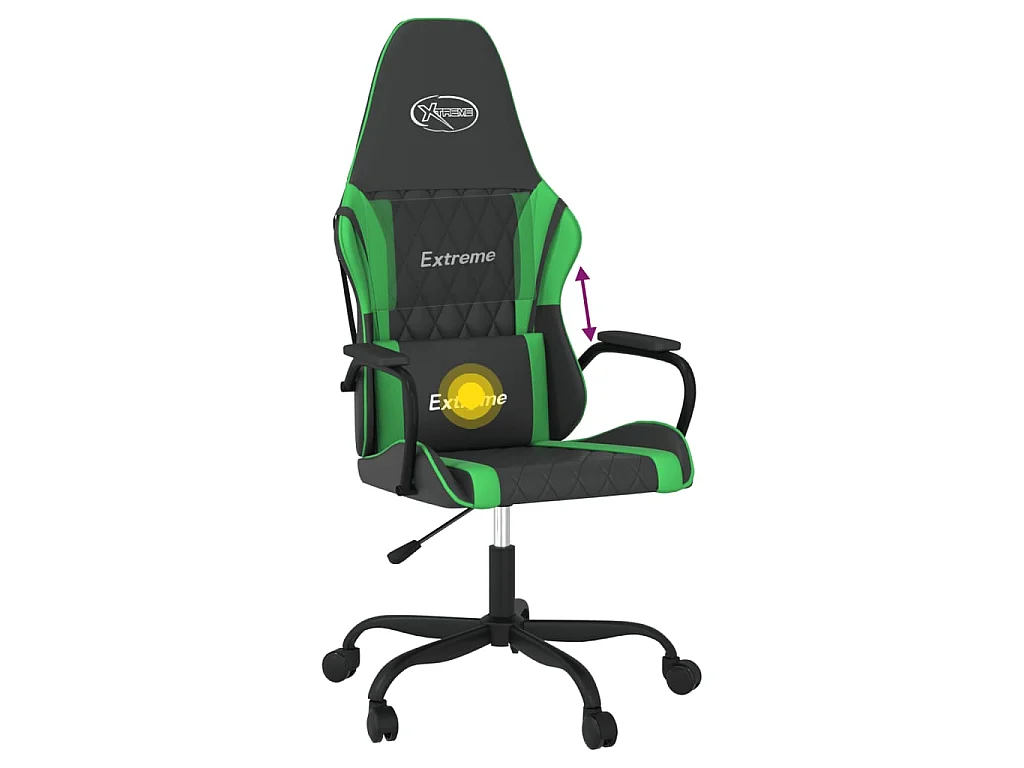 Chaise de jeu de massage Noir et vert Similicuir