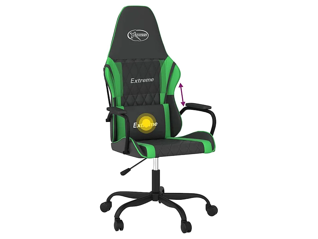 Chaise de jeu de massage Noir et vert Similicuir