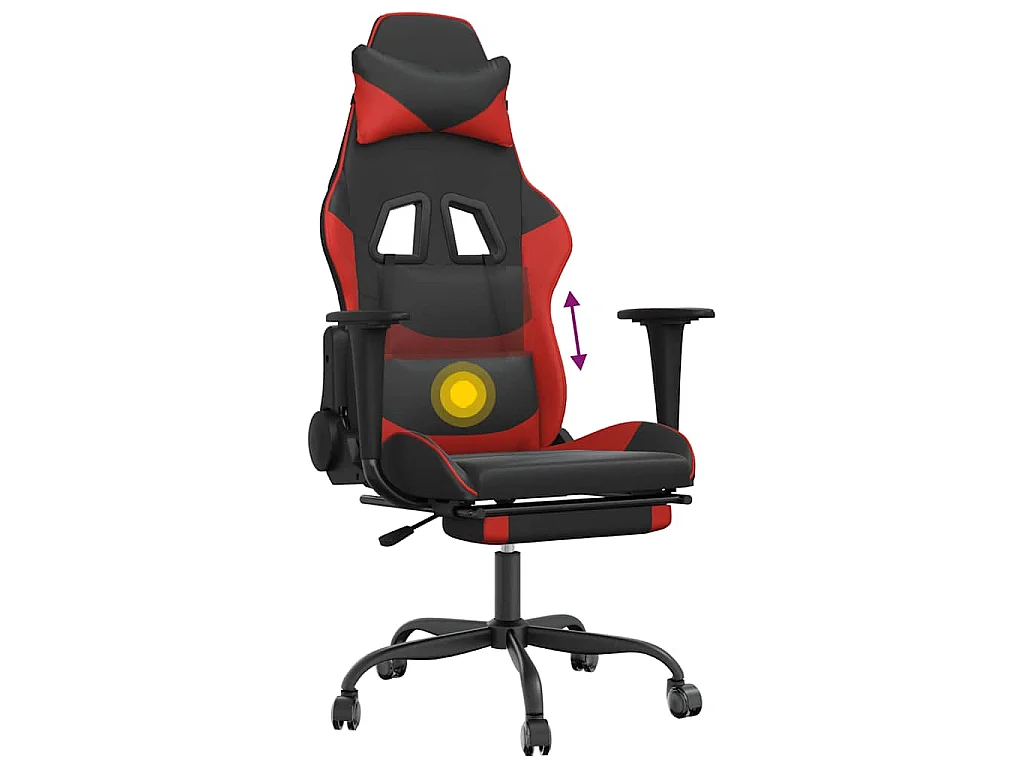 Gaming-Stuhl mit Massage & Fußstütze Schwarz & Rot Kunstleder