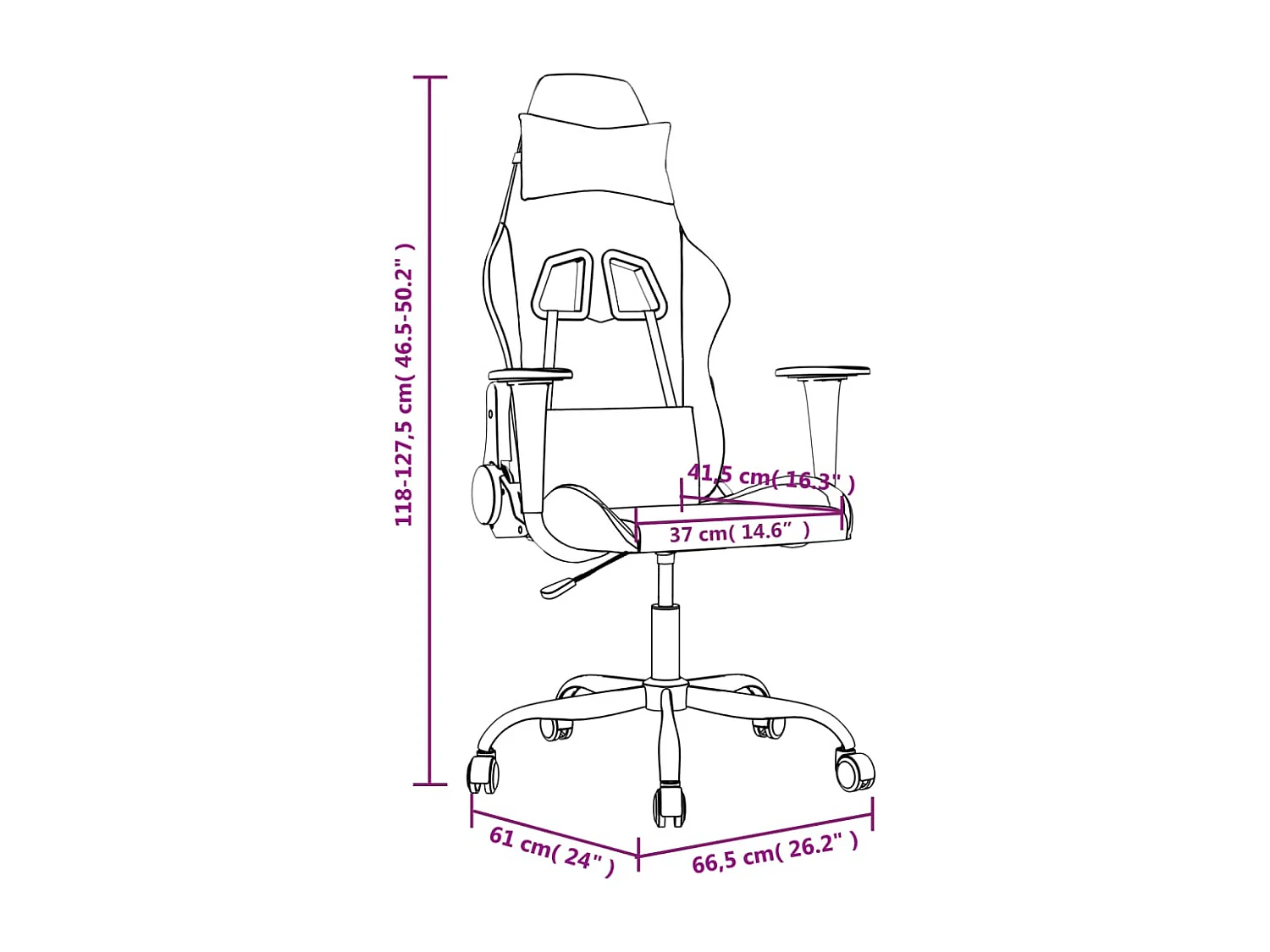 Massage gamestoel kunstleer wit en roze