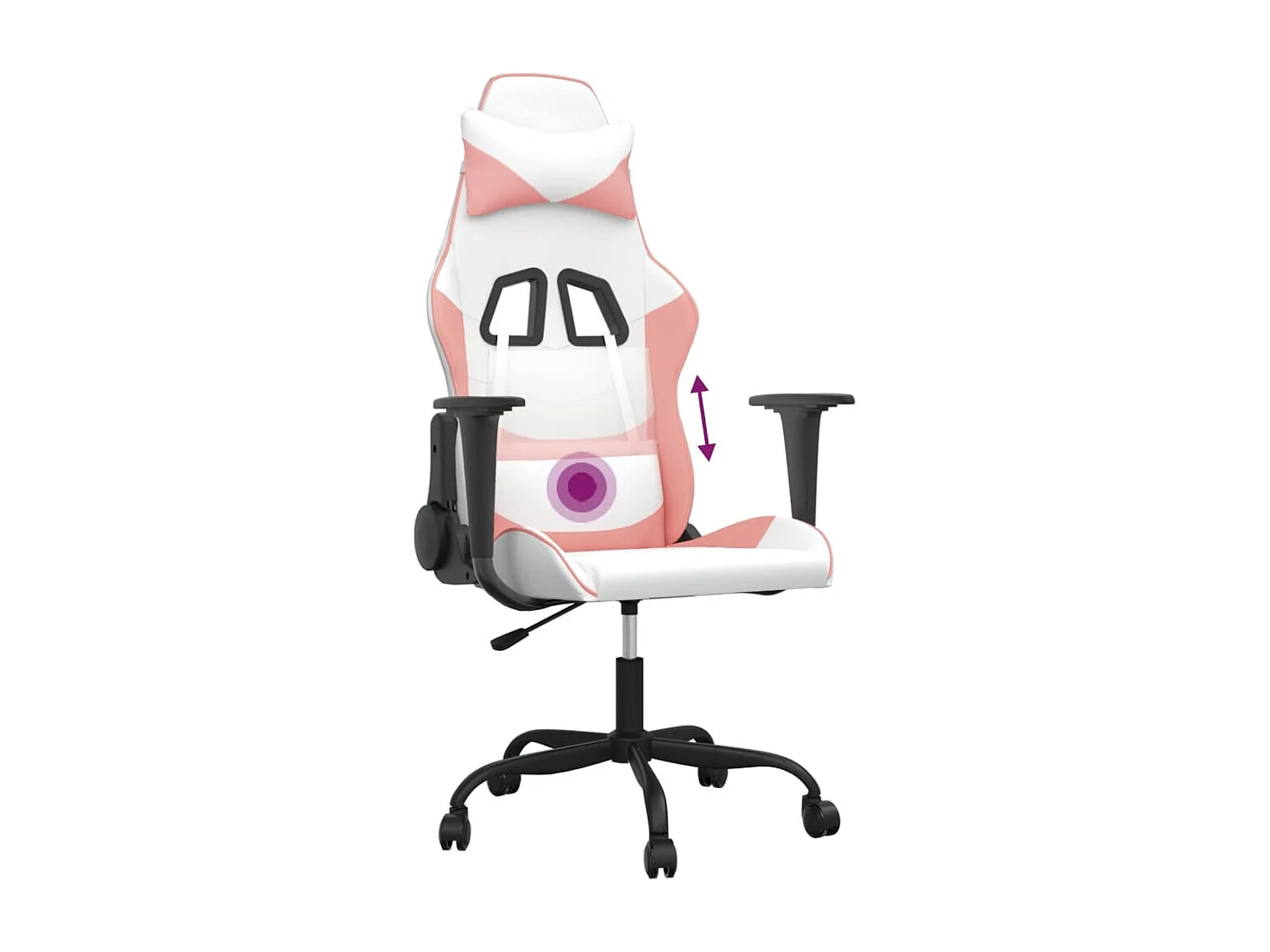 Massage gamestoel kunstleer wit en roze