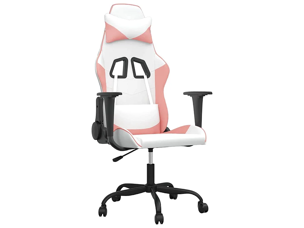 Massage gamestoel kunstleer wit en roze