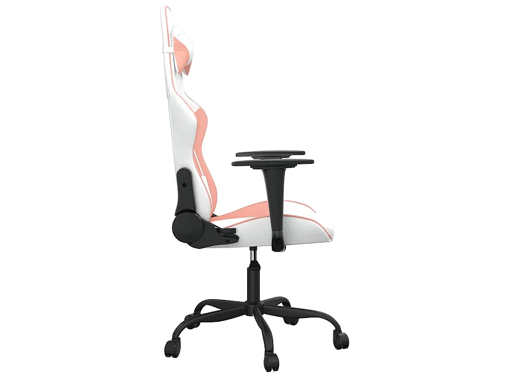 Massage gamestoel kunstleer wit en roze
