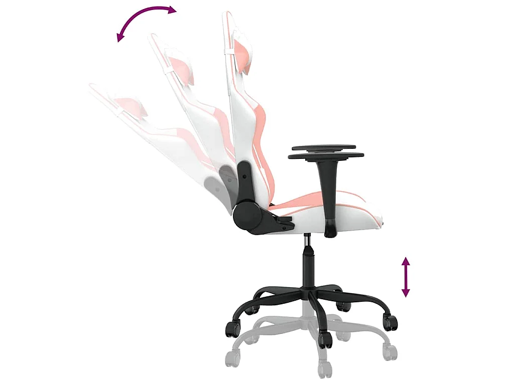 Massage gamestoel kunstleer wit en roze