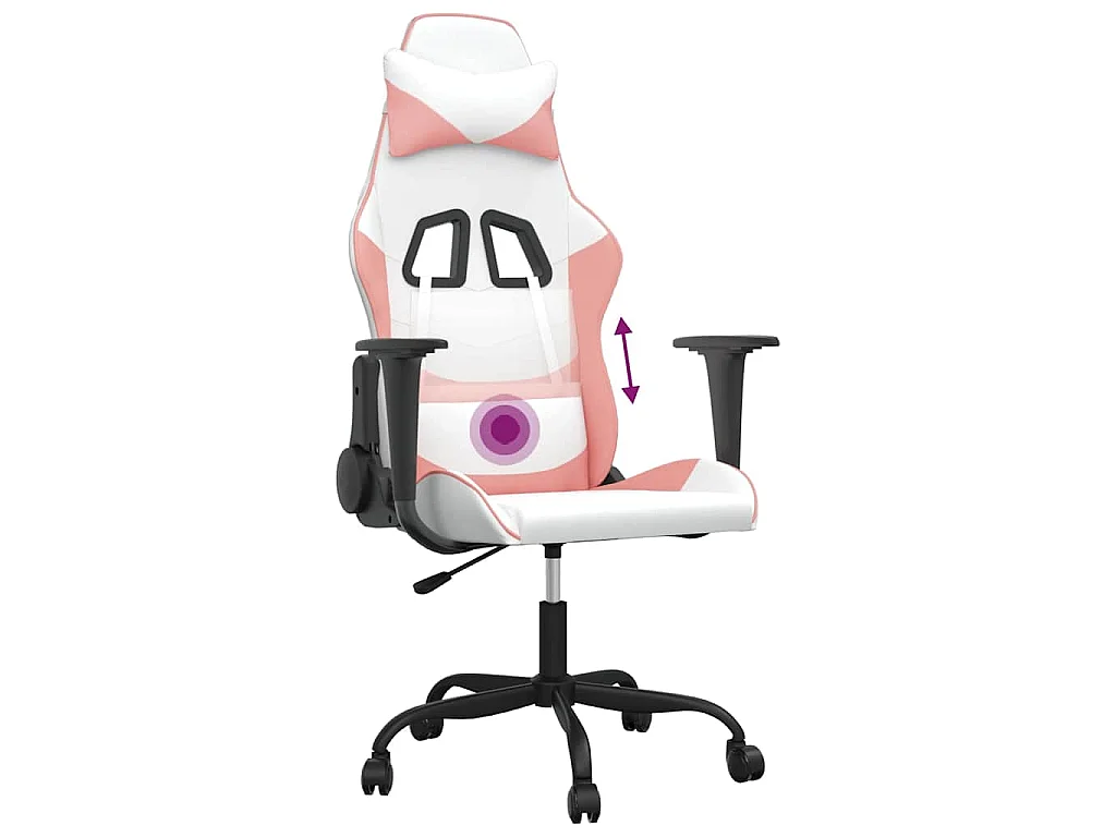 Massage gamestoel kunstleer wit en roze