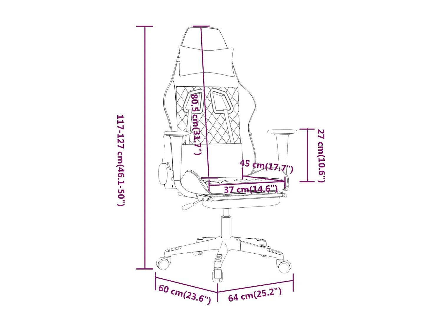 Chaise de jeu de massage avec repose-pied Noir&Doré Similicuir