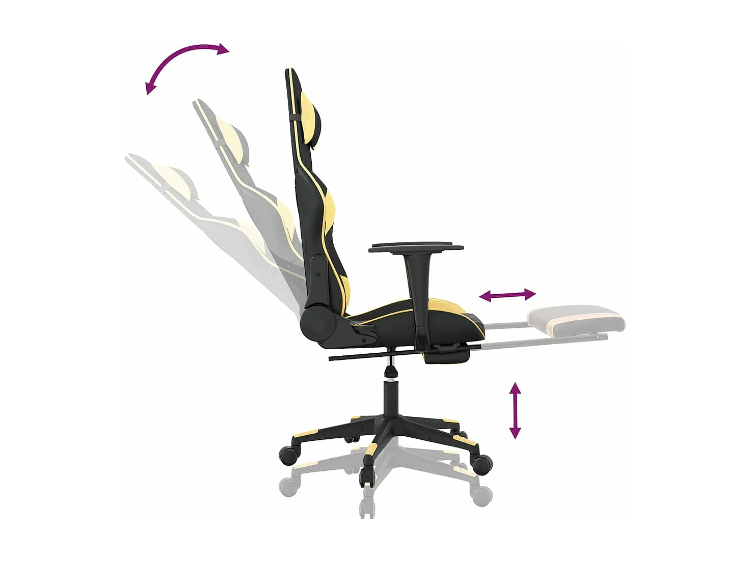 Chaise de jeu de massage avec repose-pied Noir&Doré Similicuir