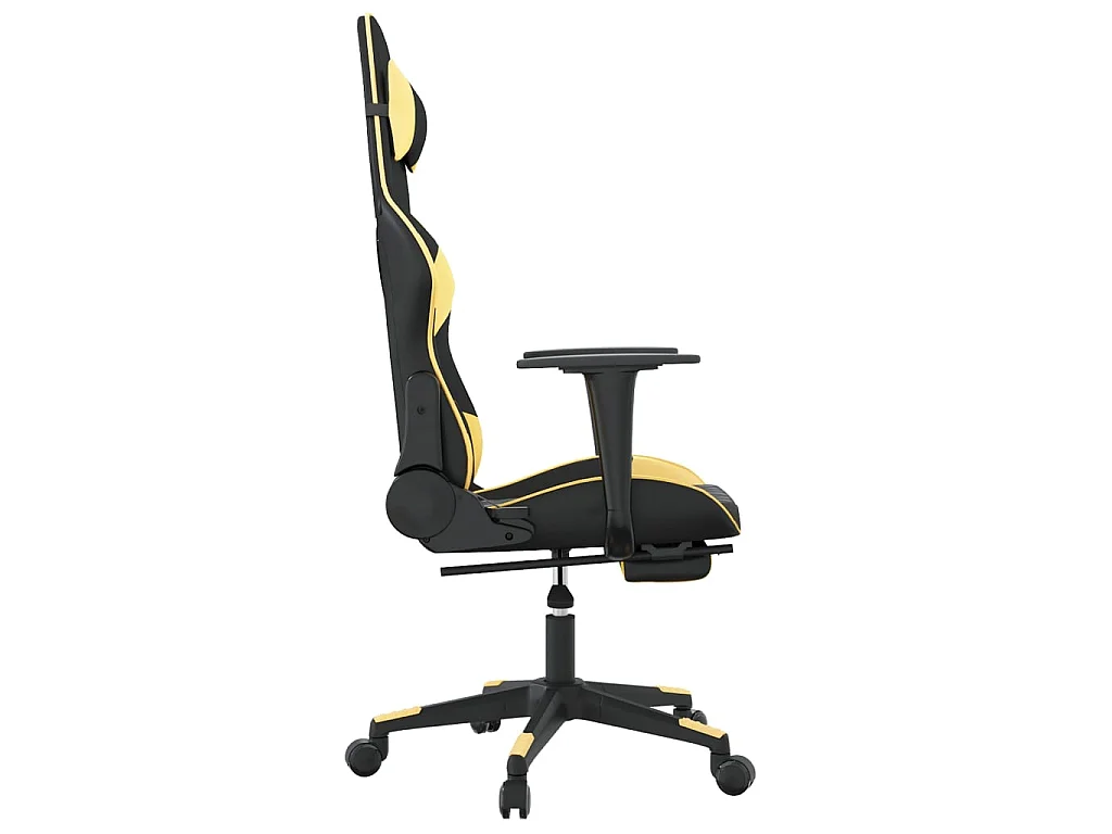 Gaming-Stuhl mit Massage & Fußstütze Schwarz Golden Kunstleder