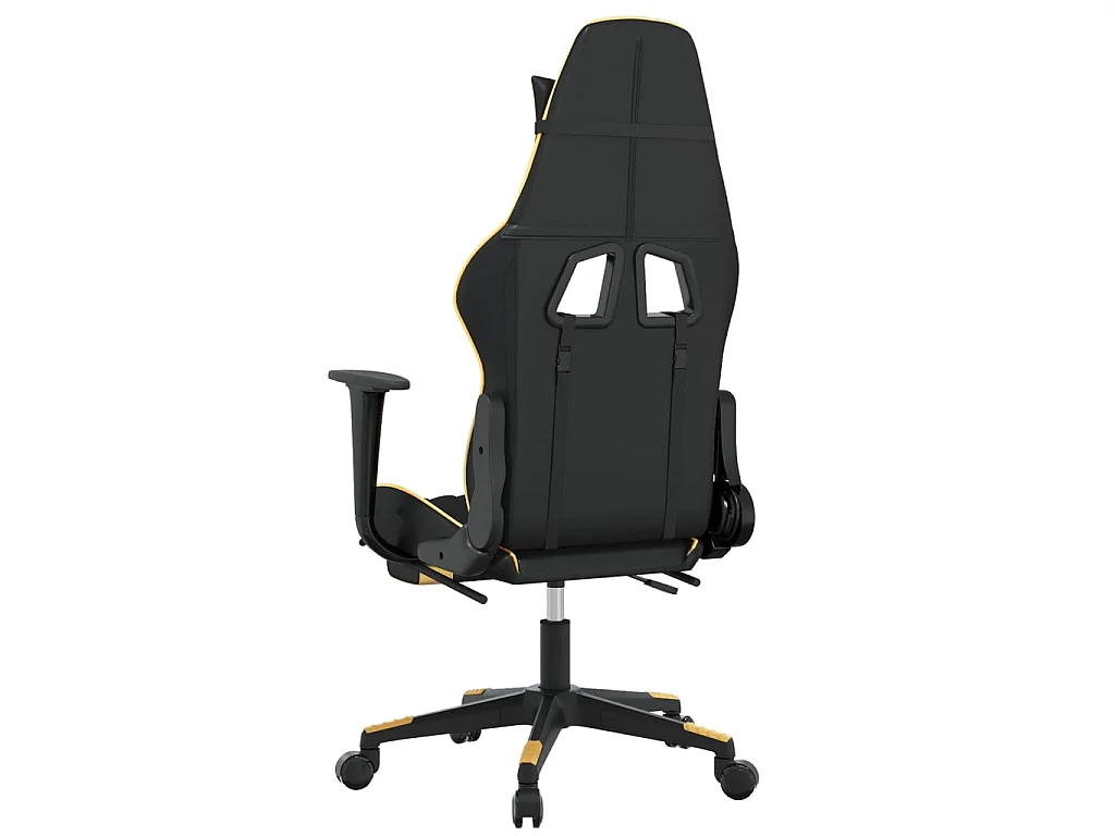 Gaming-Stuhl mit Massage & Fußstütze Schwarz Golden Kunstleder
