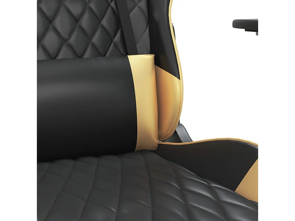 Gaming-Stuhl mit Massage & Fußstütze Schwarz Golden Kunstleder