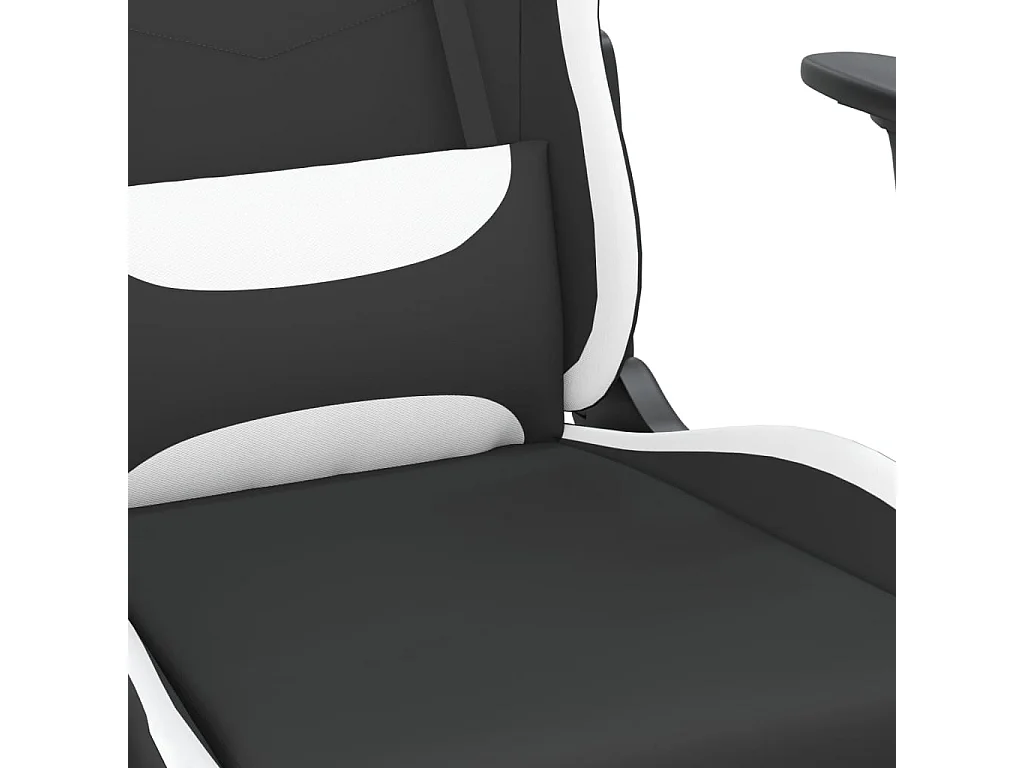 Sedia da Gaming con Poggiapiedi Nero e Bianco in Tessuto