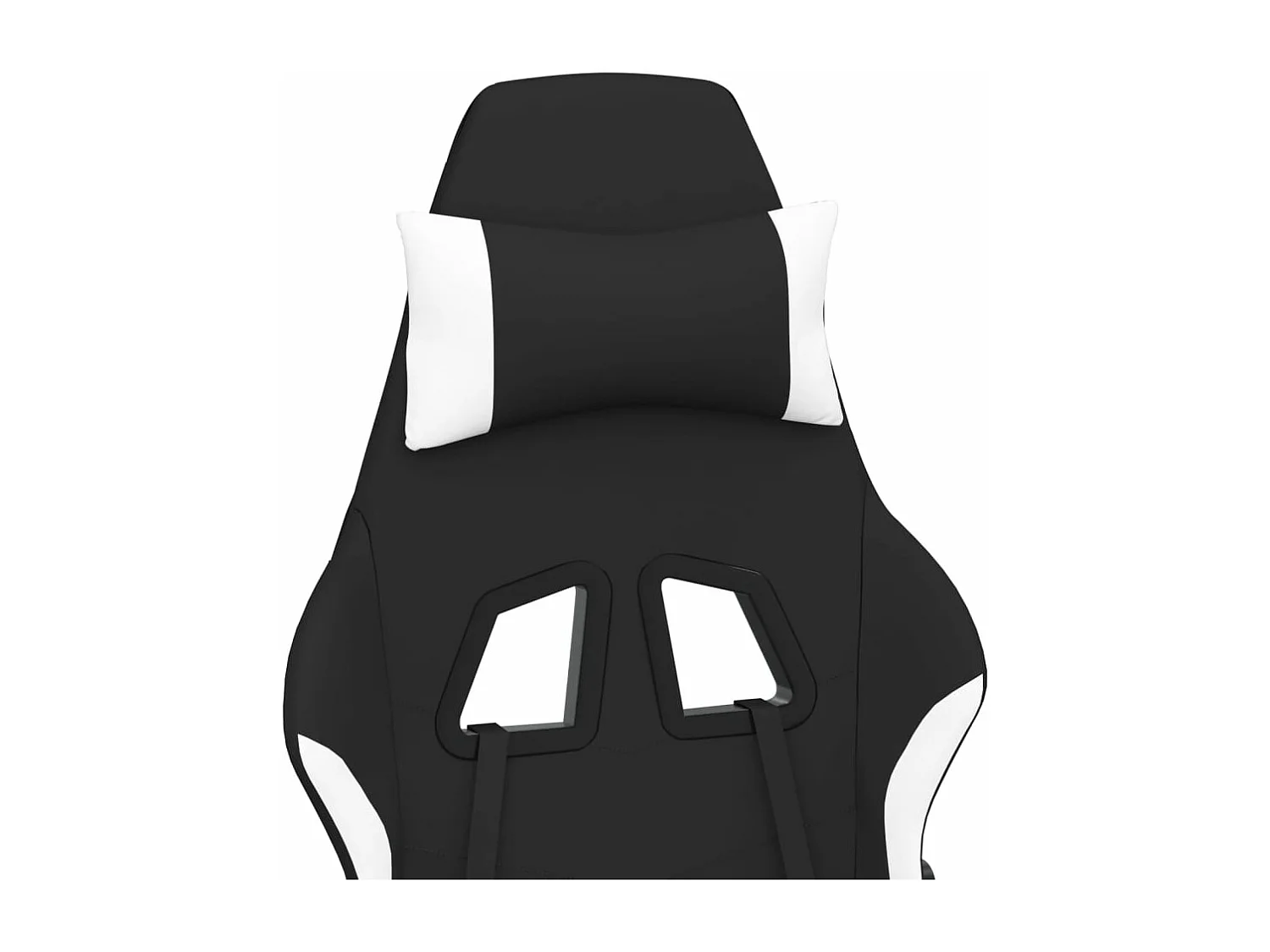 Sedia da Gaming con Poggiapiedi Nero e Bianco in Tessuto