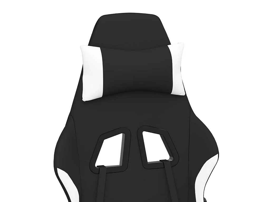 Sedia da Gaming con Poggiapiedi Nero e Bianco in Tessuto