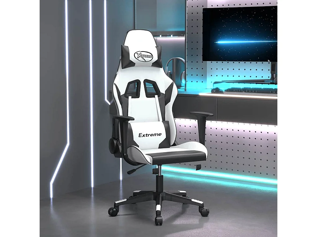 Sedia da Gaming Bianco e Nero in Similpelle