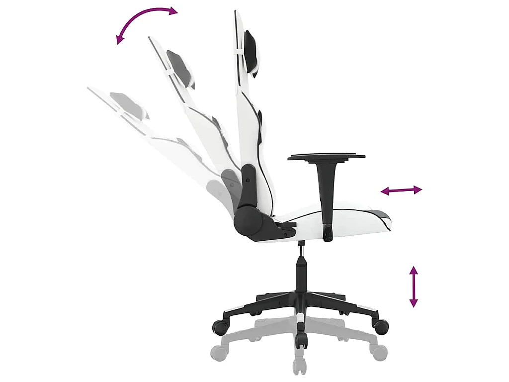Sedia da Gaming Bianco e Nero in Similpelle