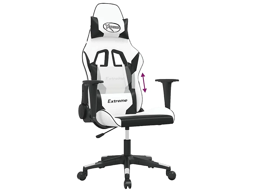 Sedia da Gaming Bianco e Nero in Similpelle