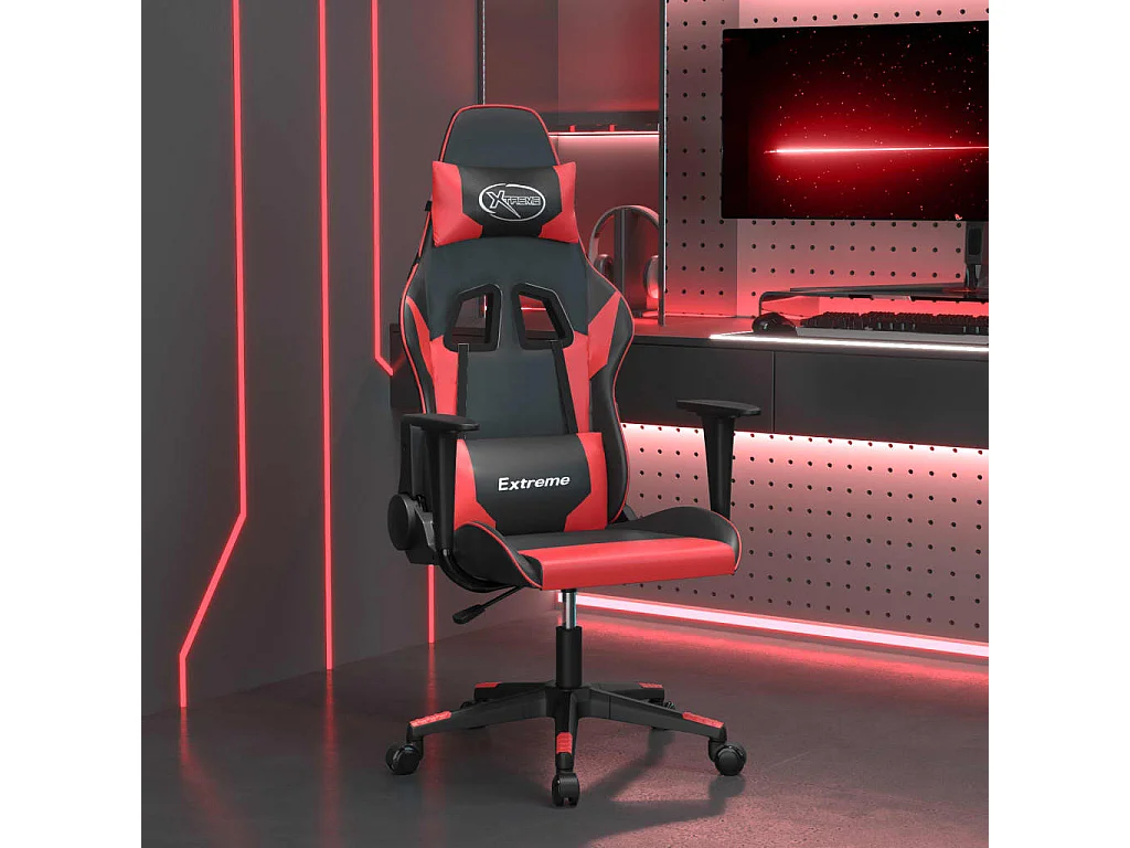 Gaming-Stuhl mit Massagefunktion Schwarz und Rot Kunstleder