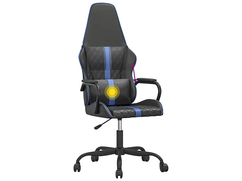 Chaise de jeu de massage bleu et noir similicuir