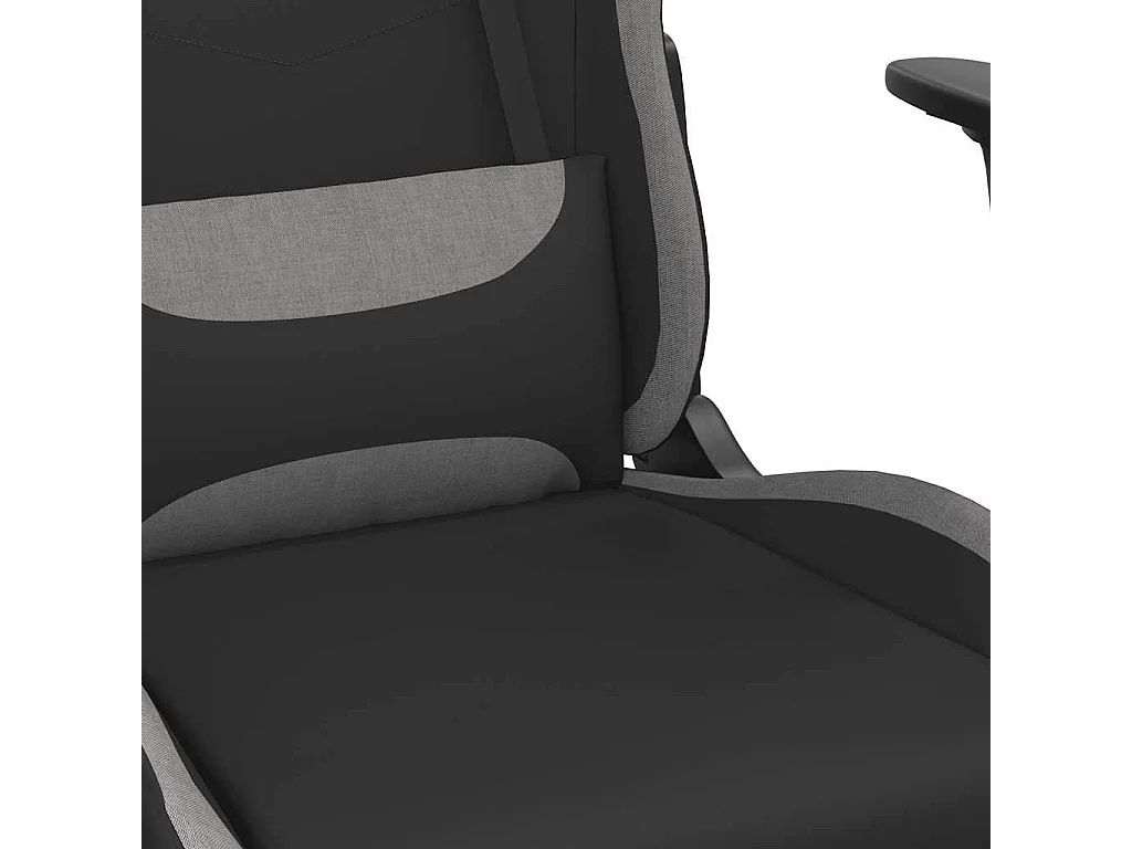 Gaming-Stuhl mit Massage & Fußstütze Schwarz und Hellgrau Stoff
