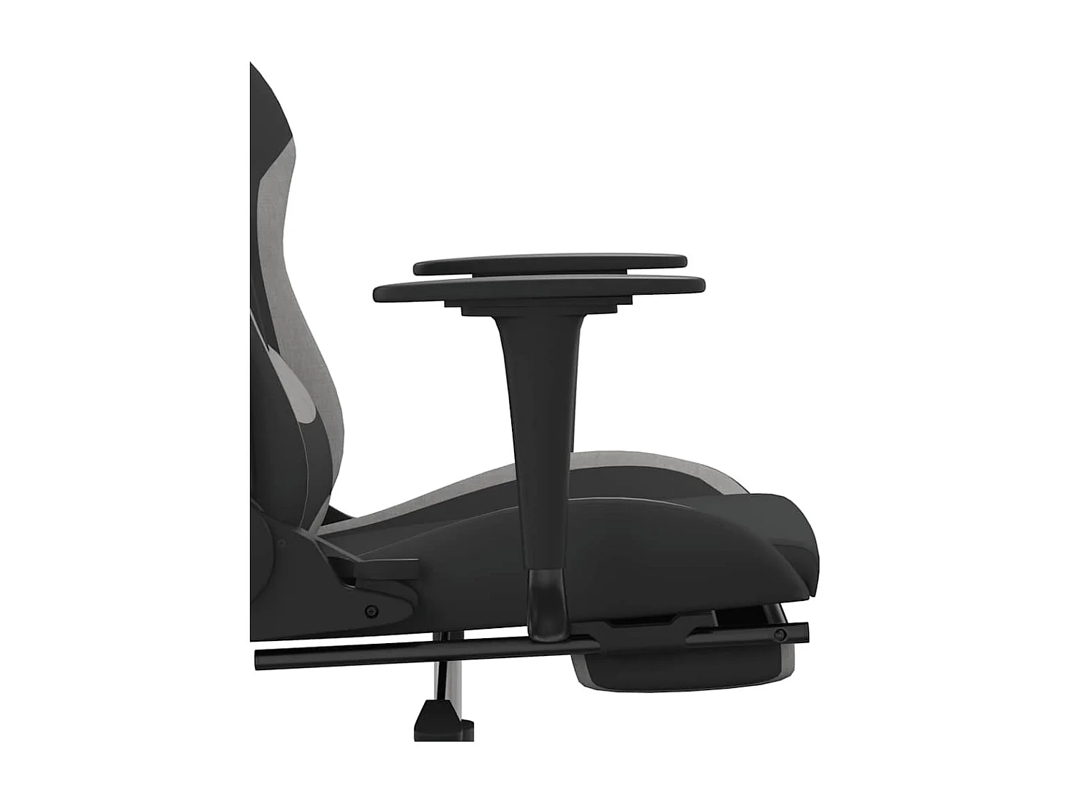 Gaming-Stuhl mit Massage & Fußstütze Schwarz und Hellgrau Stoff