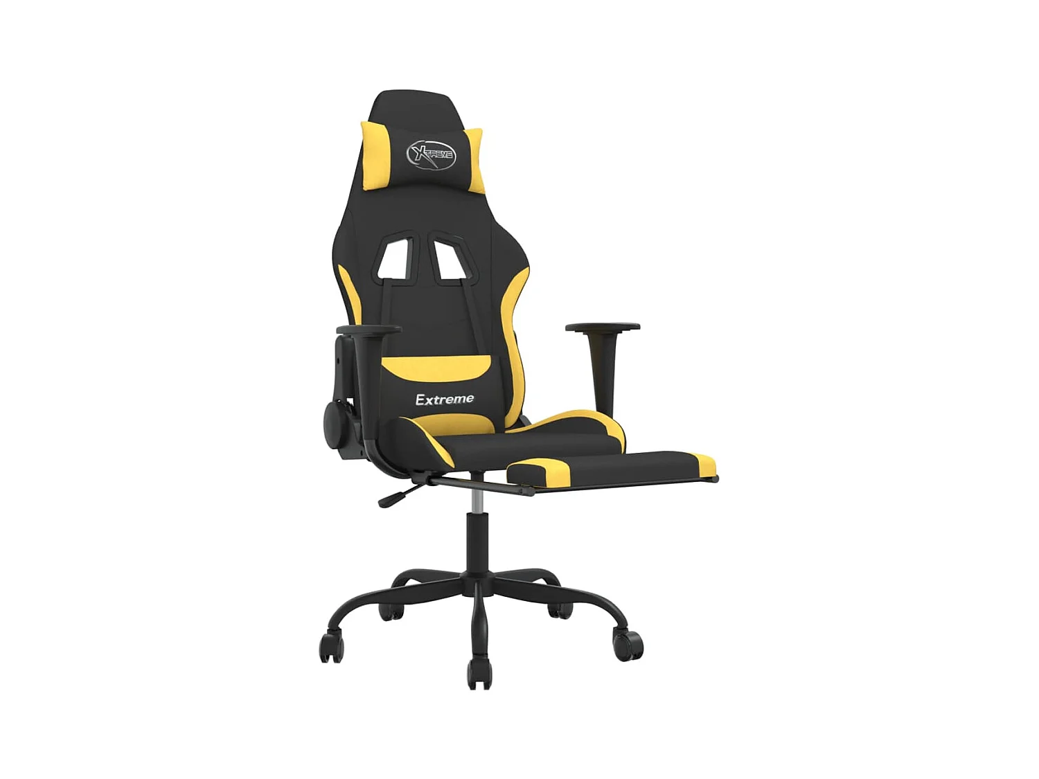 Chaise de jeu avec repose-pied Noir et jaune Tissu