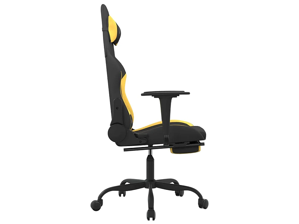 Chaise de jeu avec repose-pied Noir et jaune Tissu
