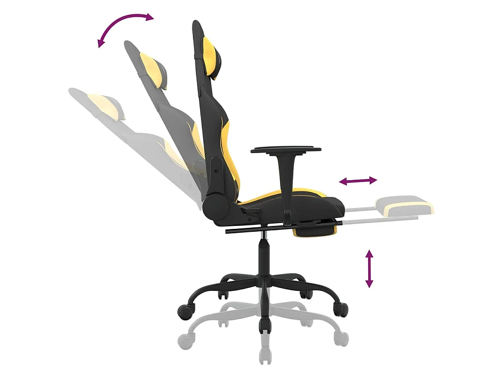 Chaise de jeu avec repose-pied Noir et jaune Tissu