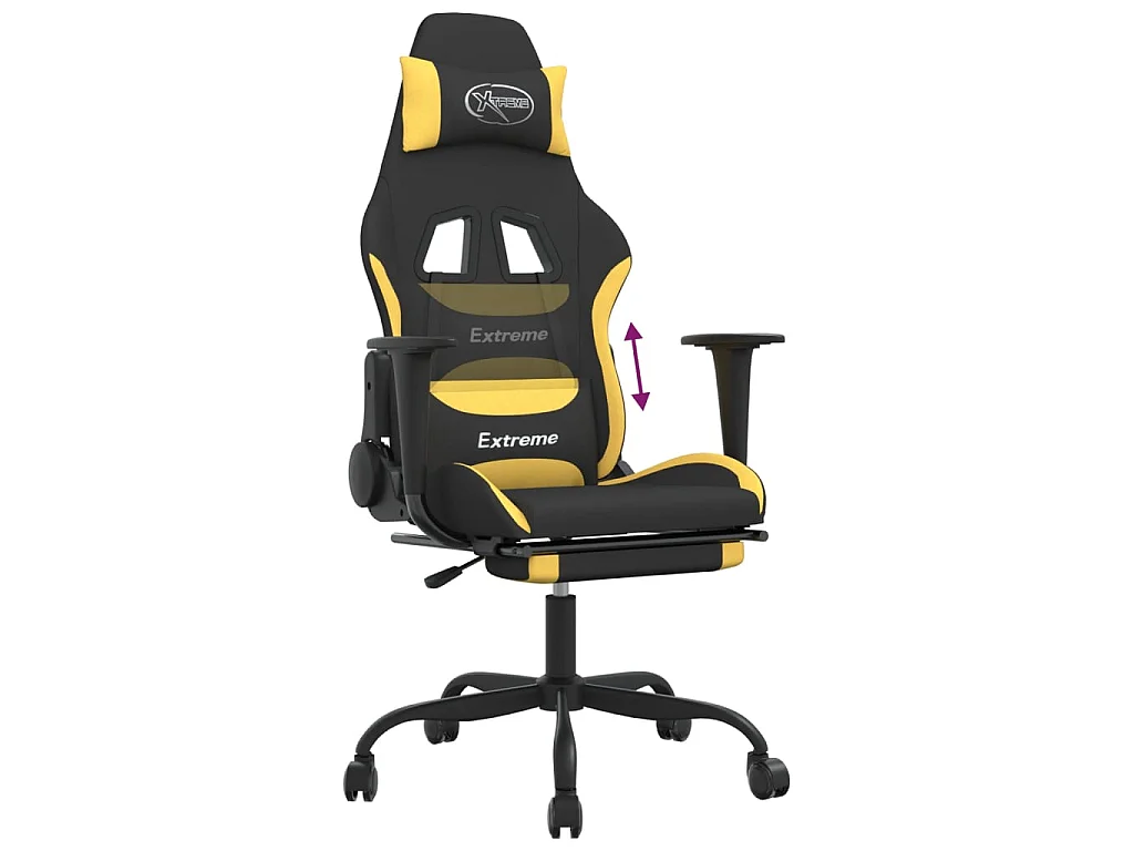 Chaise de jeu avec repose-pied Noir et jaune Tissu