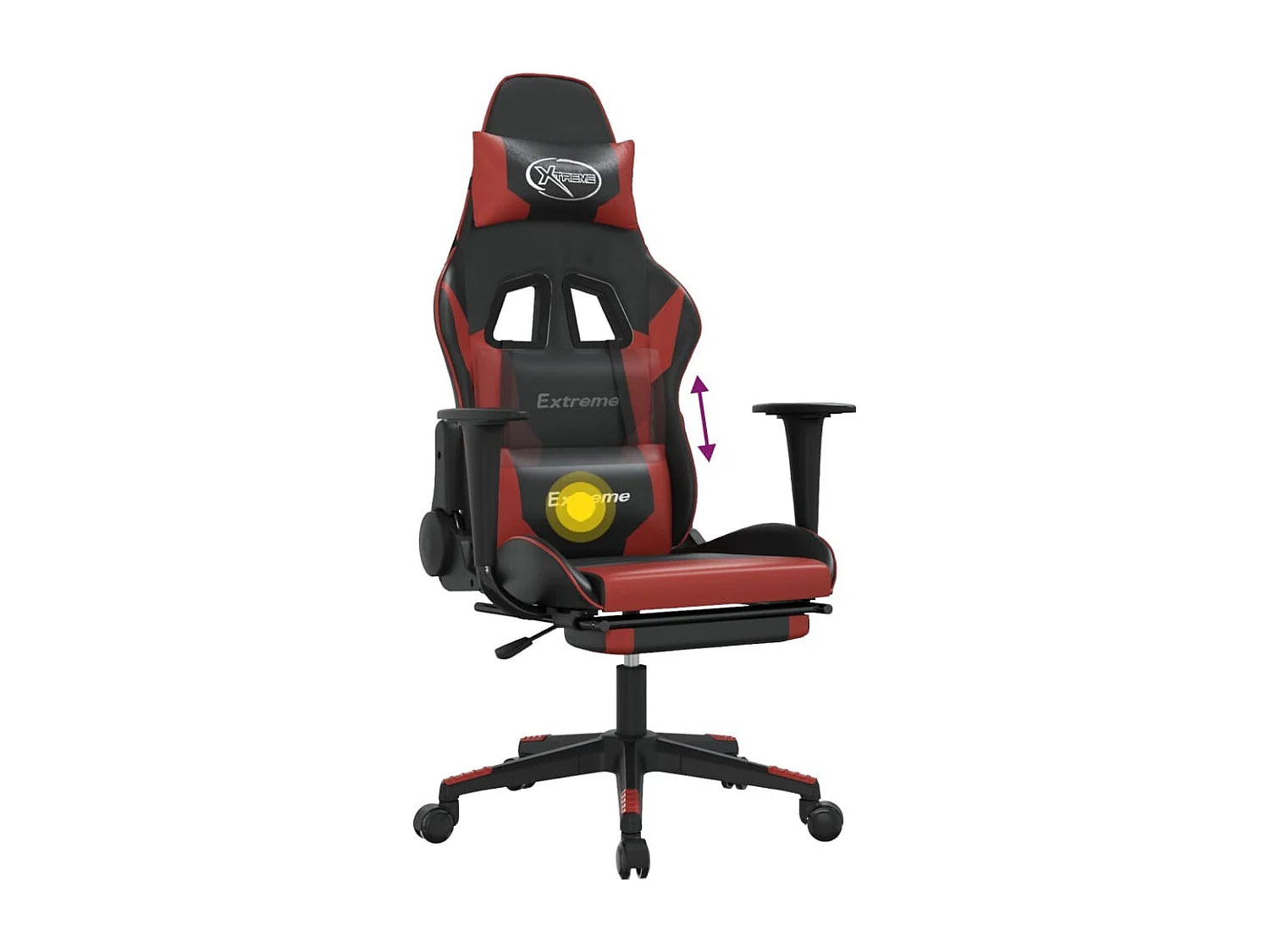 Chaise de jeu de massage repose-pied Noir bordeaux Similicuir