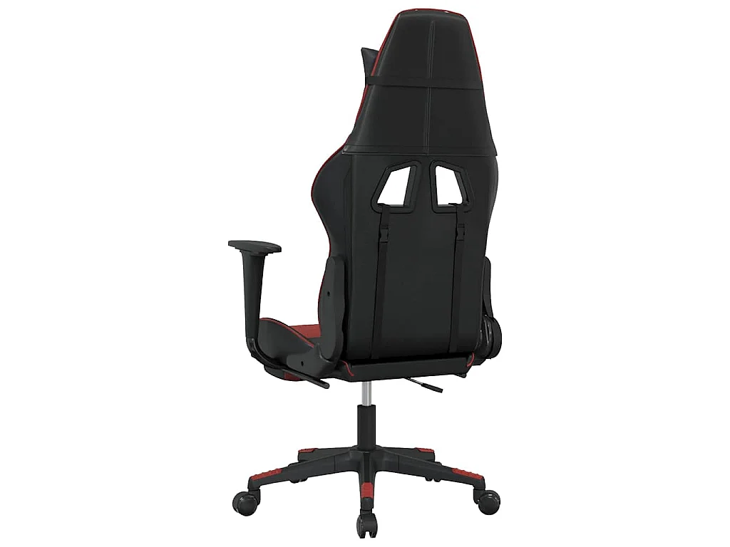 Silla gaming masaje reposapiés cuero sintético negro rojo tinto