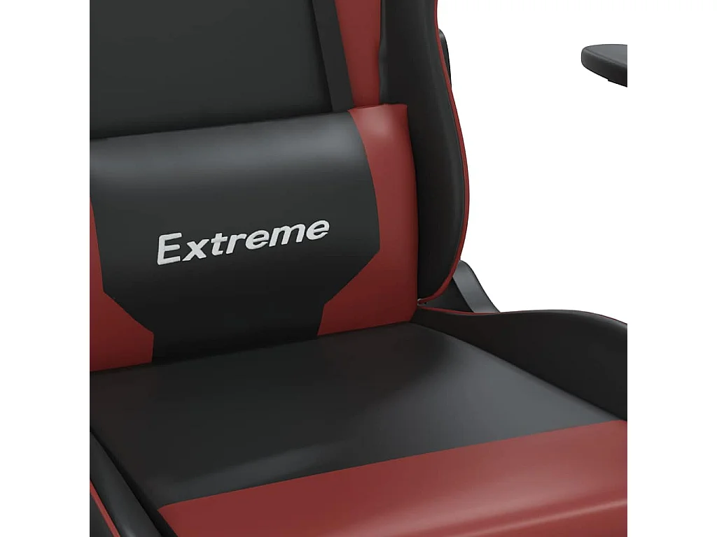 Silla gaming masaje reposapiés cuero sintético negro rojo tinto