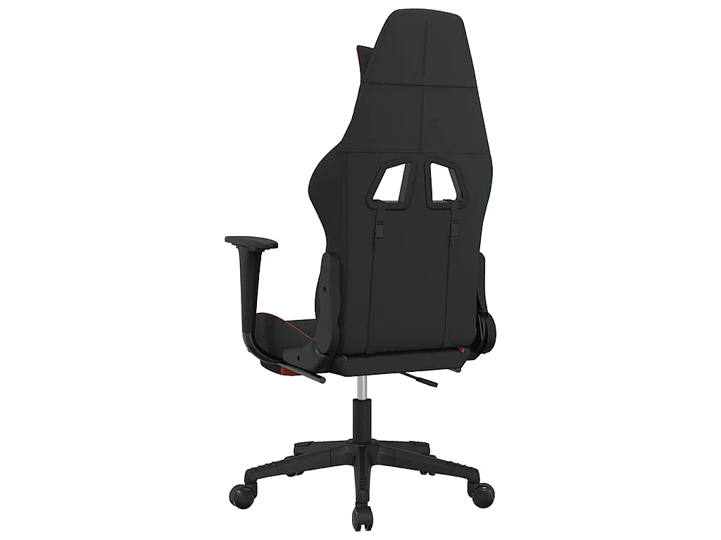 Sedia da Gaming Massaggio e Poggiapiedi Tessuto Nero e Rosso