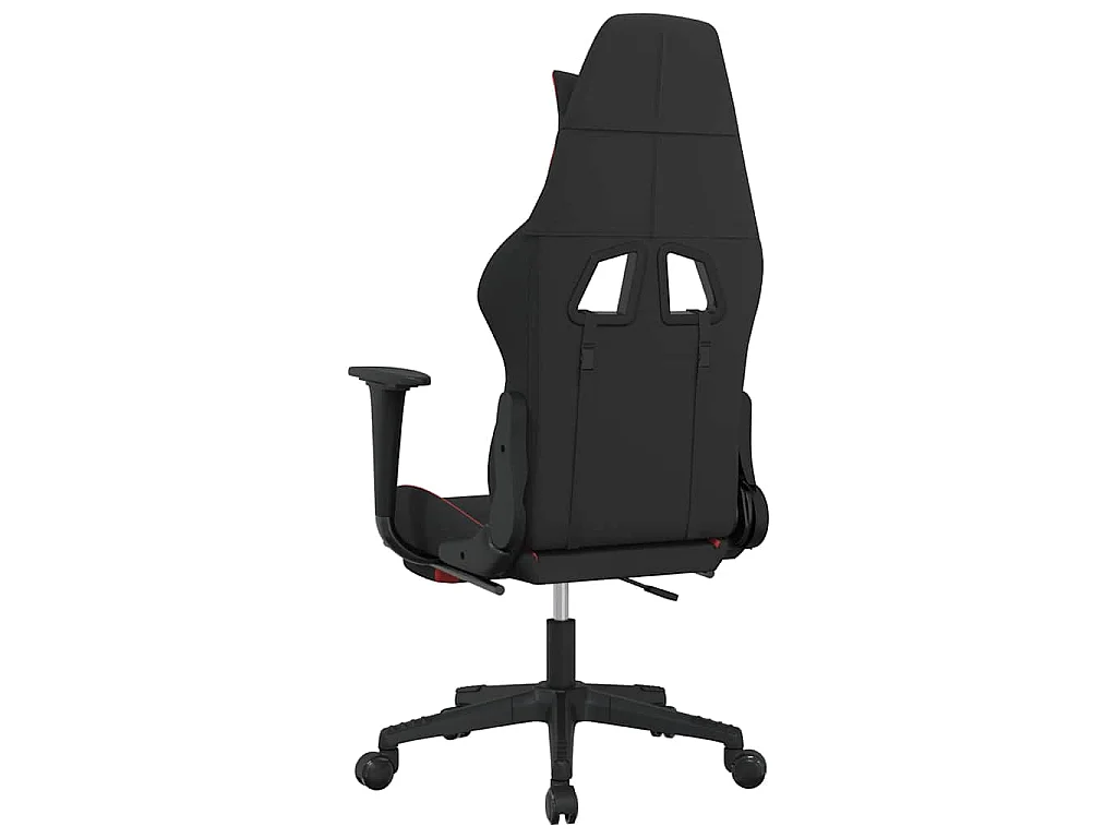 Sedia da Gaming Massaggio e Poggiapiedi Tessuto Nero e Rosso