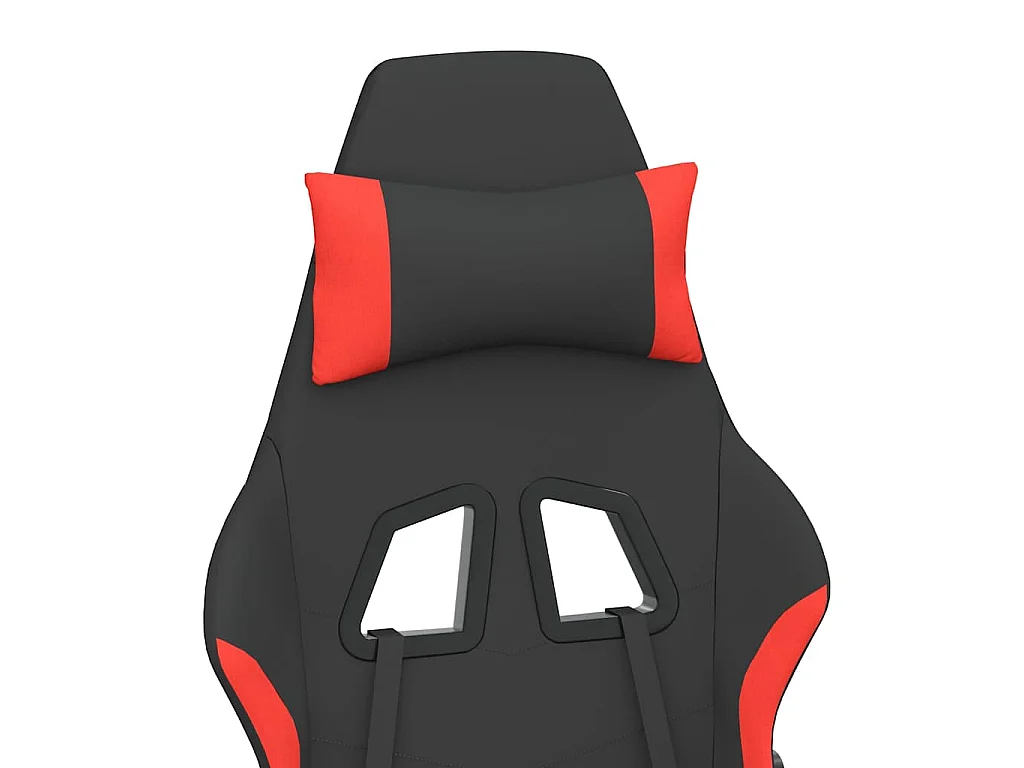 Sedia da Gaming Massaggio e Poggiapiedi Tessuto Nero e Rosso