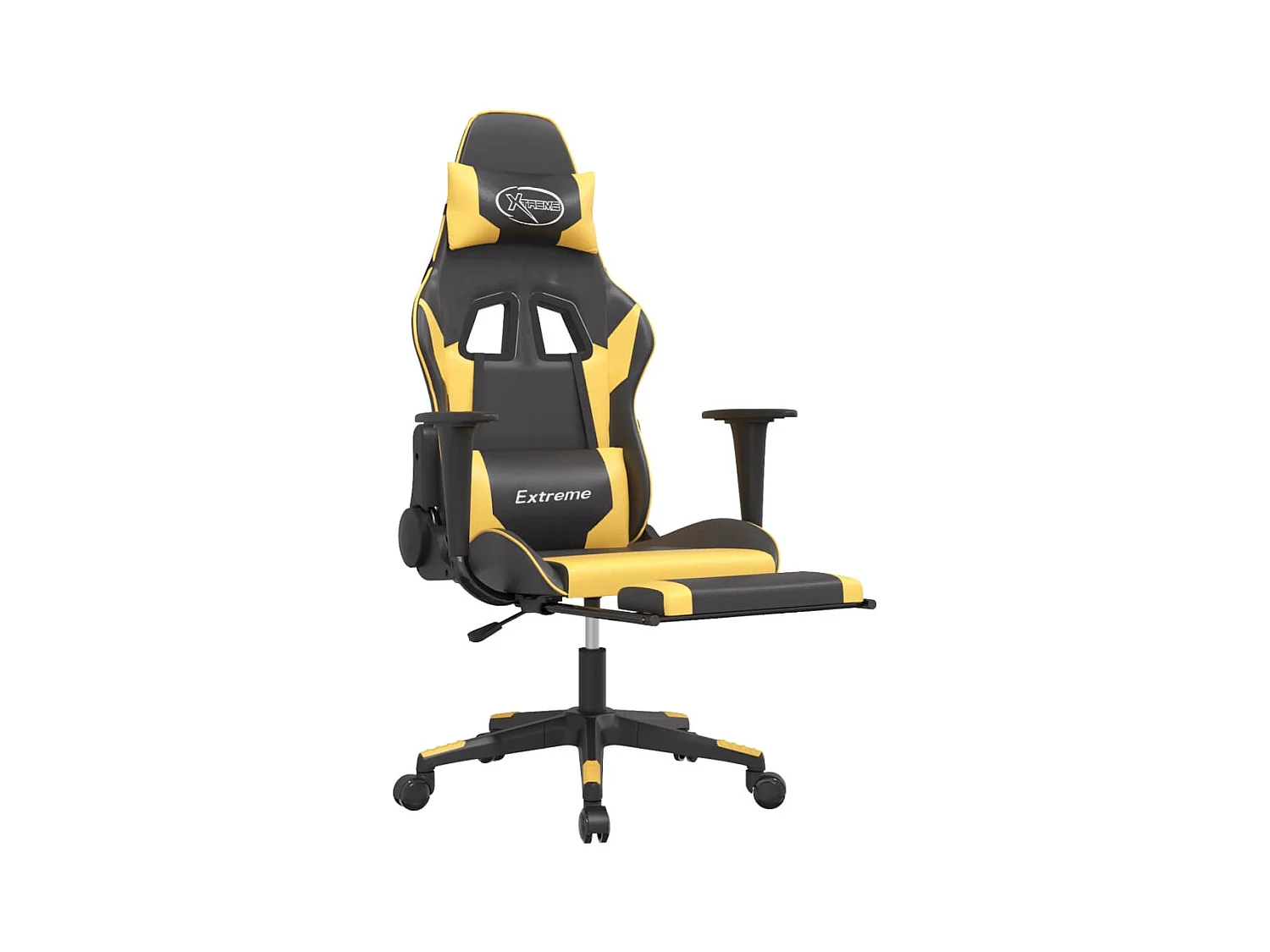 Chaise de jeu avec repose-pied Noir et doré Similicuir