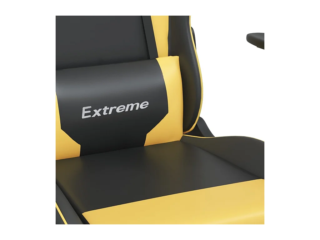 Chaise de jeu avec repose-pied Noir et doré Similicuir