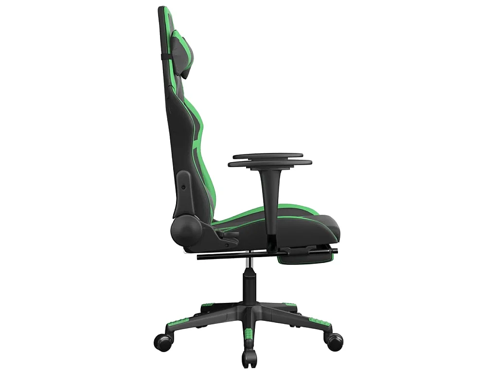Gaming-Stuhl mit Fußstütze Schwarz und Grün Kunstleder