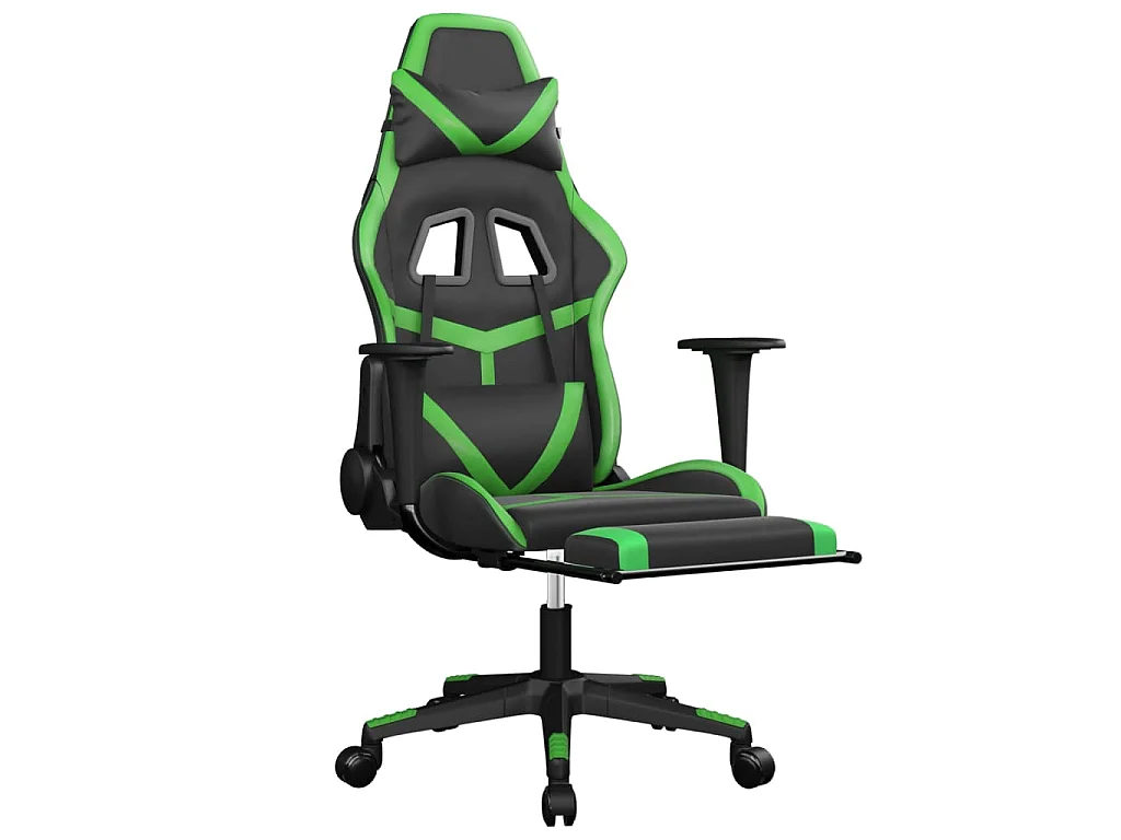 Gaming-Stuhl mit Fußstütze Schwarz und Grün Kunstleder
