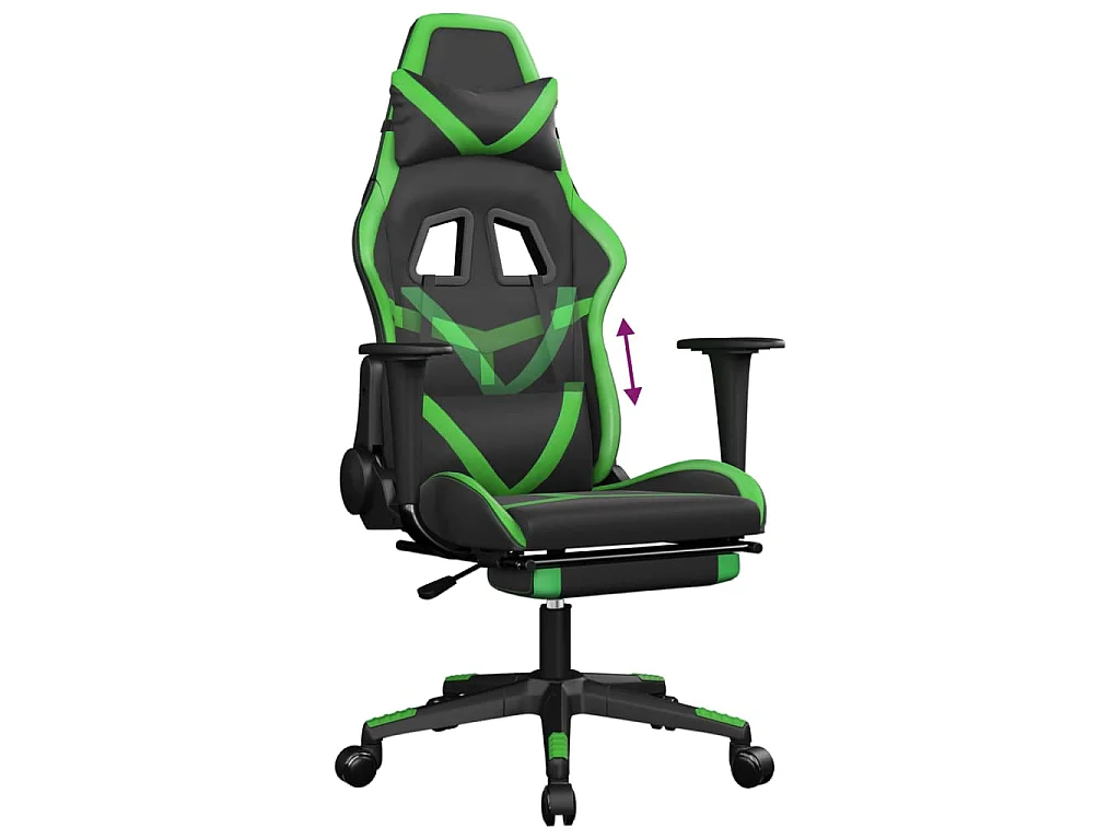 Gaming-Stuhl mit Fußstütze Schwarz und Grün Kunstleder
