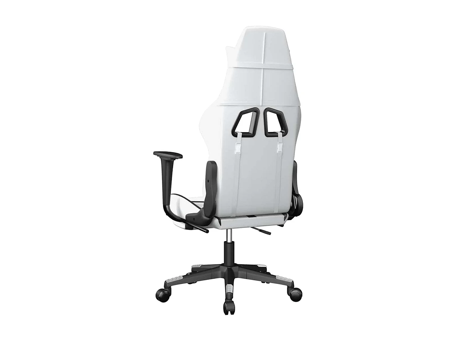 Silla gaming masaje y reposapiés cuero sintético negro blanco