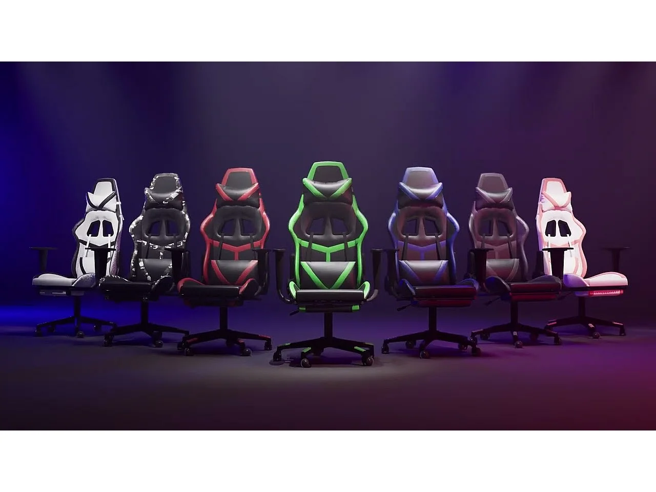 Gaming-Stuhl mit Massage & Fußstütze Weiß & Schwarz Kunstleder