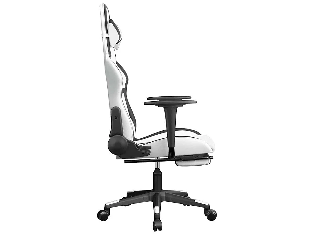 Sedia da Gaming Massaggio Poggiapiedi Bianco e Nero Similpelle