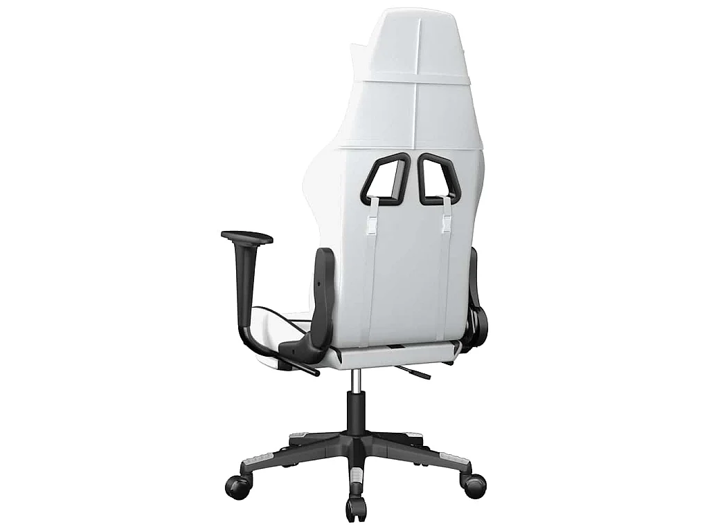 Sedia da Gaming Massaggio Poggiapiedi Bianco e Nero Similpelle